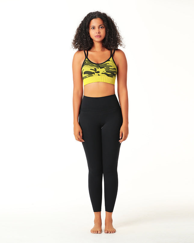 Camouflage Hip Lifting Fitness Nine Point Pants Set