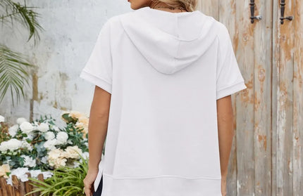 Half Zip Short Sleeve Hooded Top