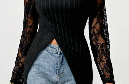 Lace Patchwork Long Sleeve T-Shirt