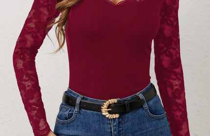 Fan Shaped Lace Slim Fit T-shirt