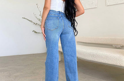 Ripped High Waist Jeans - Hey Love Boutique
