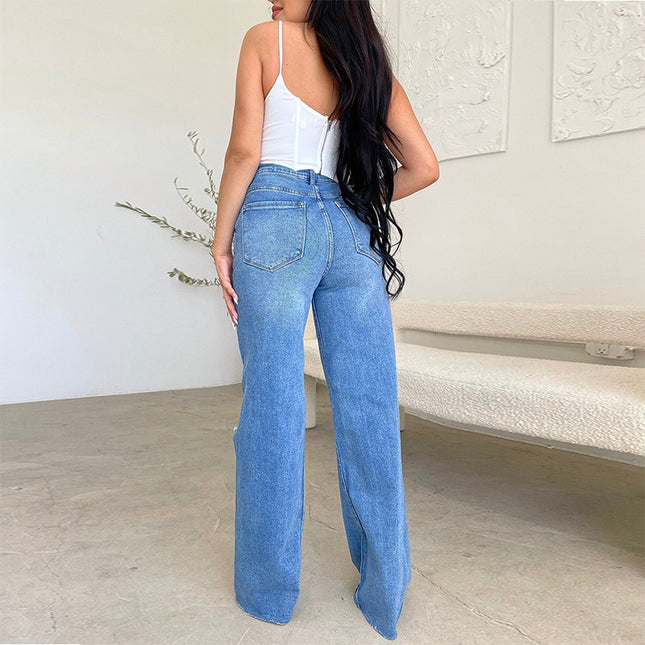 Ripped High Waist Jeans - Hey Love Boutique