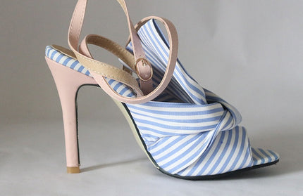 Bow Tie Striped High Heels