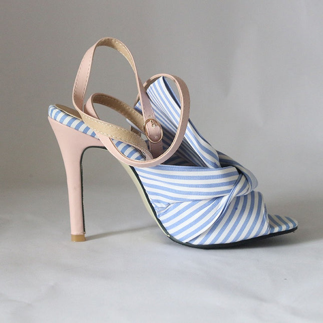 Bow Tie Striped High Heels