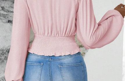 Smocked Balloon Sleeve Blouse