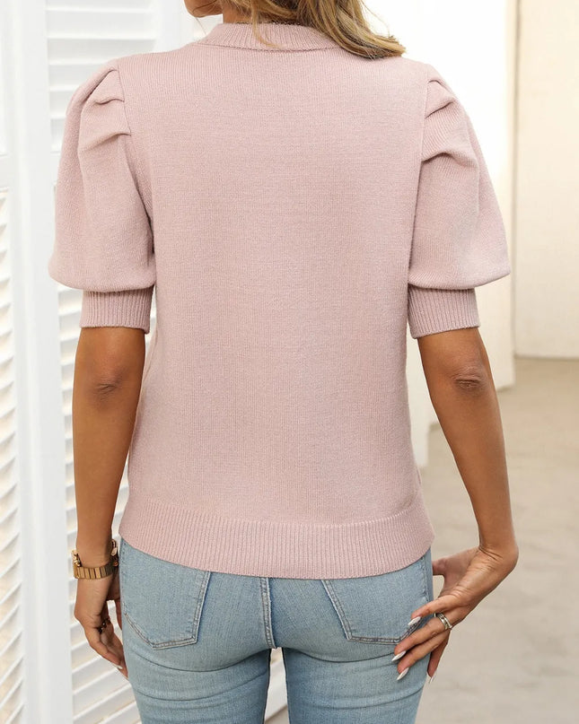 Casual Simple Bubble Sleeve Sweater