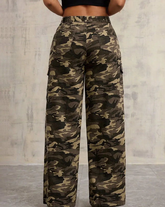 Camouflage Wide Leg Jeans