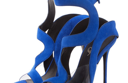 Open Toe Suede Buckle High Heels