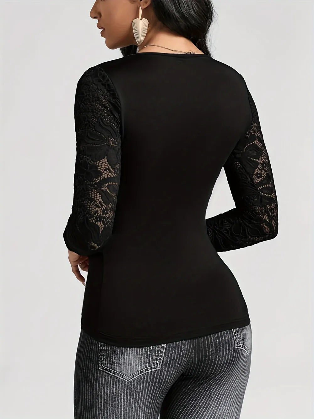 Cross Stitch Lace Long Sleeved T-shirt