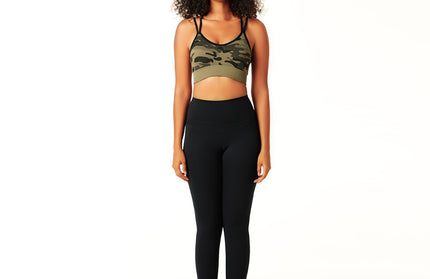 Camouflage Hip Lifting Fitness Nine Point Pants Set