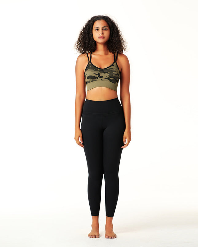 Camouflage Hip Lifting Fitness Nine Point Pants Set