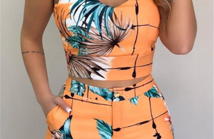 Sleeveless Print Top and Shorts Set