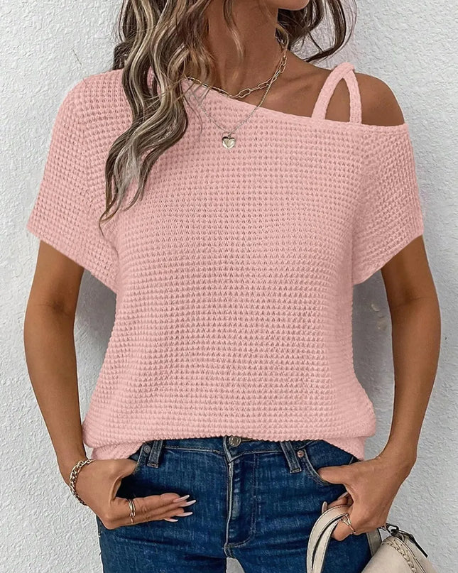 Knitted One Shoulder Sleeved Sweater