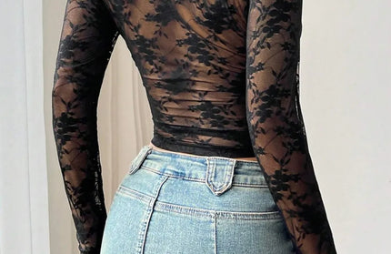 Lace Sheer Long Sleeve Shirt