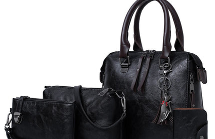 Leather Shoulder Messenger Tote Bag 4pcs Set