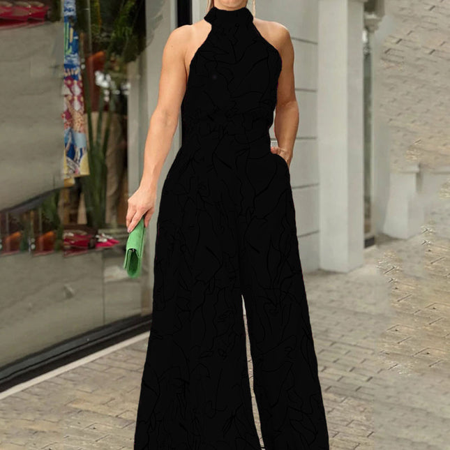 Sleeveless Halterneck Jumpsuit - Hey Love Boutique