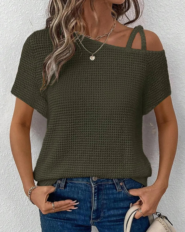 Knitted One Shoulder Sleeved Sweater