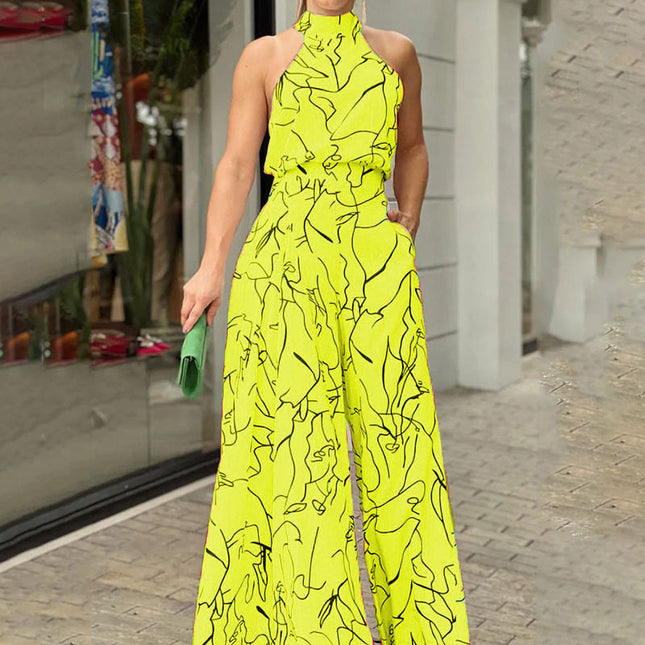 Sleeveless Halterneck Jumpsuit - Hey Love Boutique