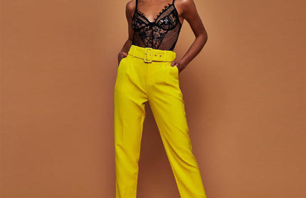 Casual Belted Straight Leg Pants