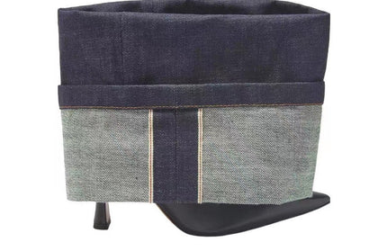 Women's denim color block pointed toe high heel short boots sexy trouser boots