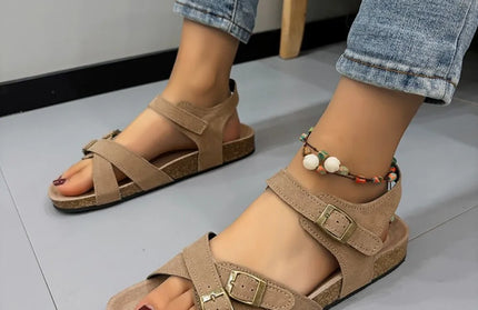 Open Toe Flat Buckle Sandals