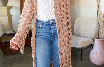 Knitted Twist Crochet Cardigan - Hey Love Boutique