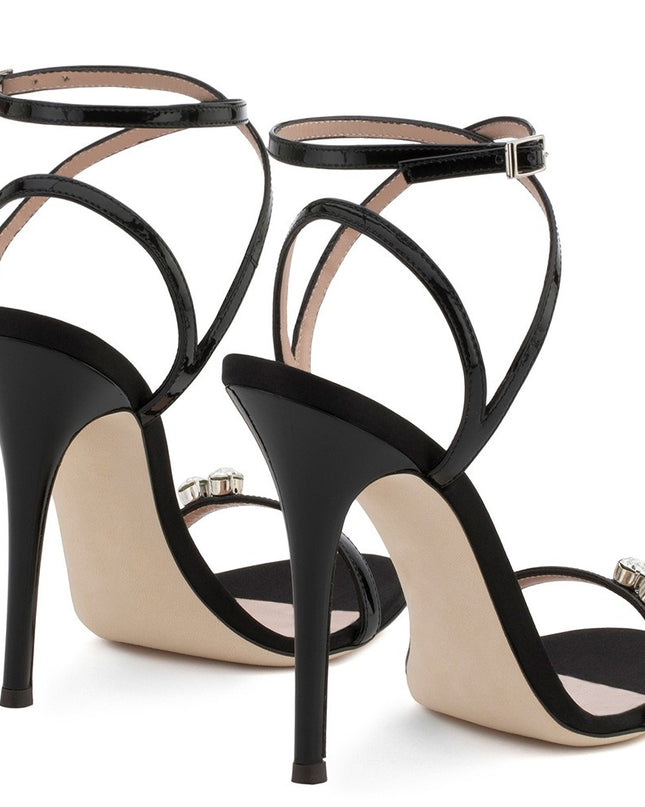 Black One Line With Rhinestone Heels