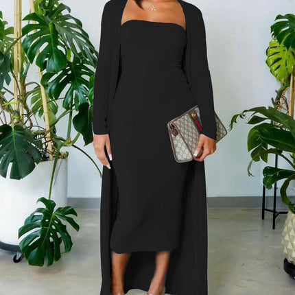 Tube Bodycon Dress With Longline Coat Set