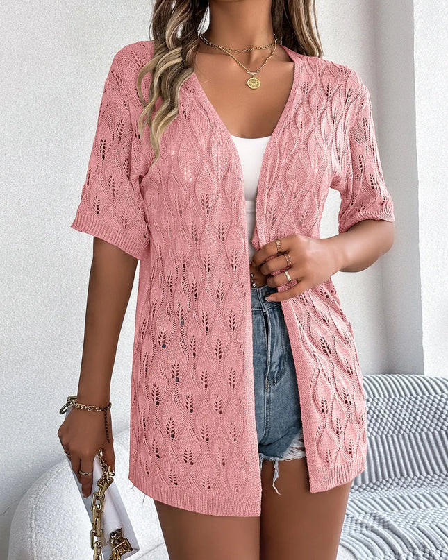 Open Front Short Sleeve Cardigan