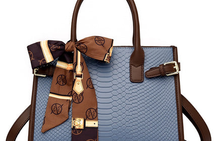 Genuine Leather Embossed Snakeskin Pattern Briefcase Bag