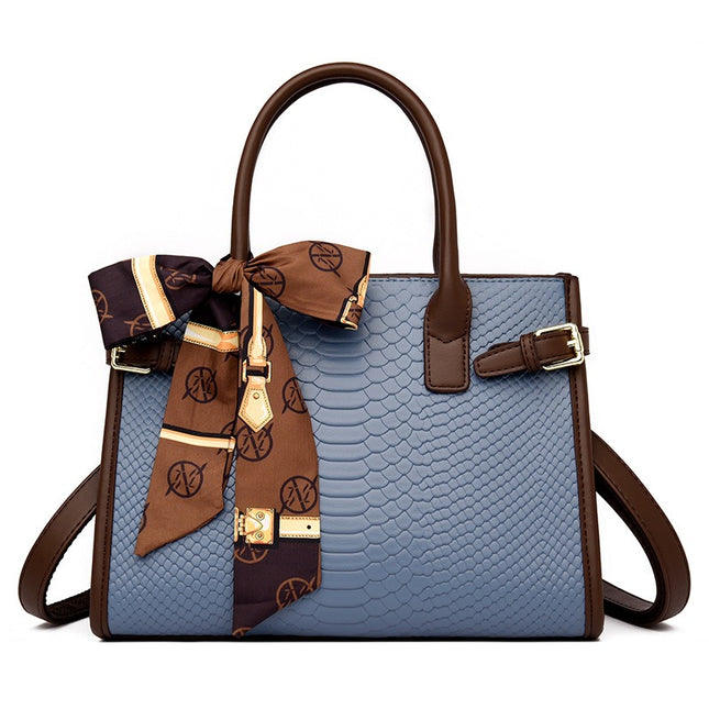 Genuine Leather Embossed Snakeskin Pattern Briefcase Bag