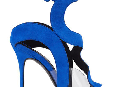 Open Toe Suede Buckle High Heels