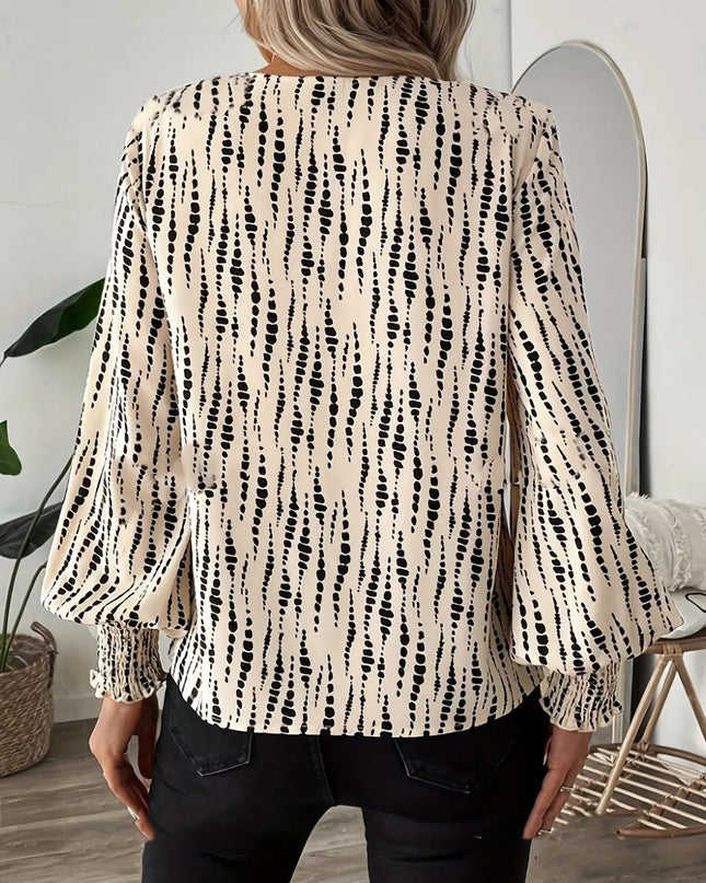 Printed Lantern Sleeve Blouse
