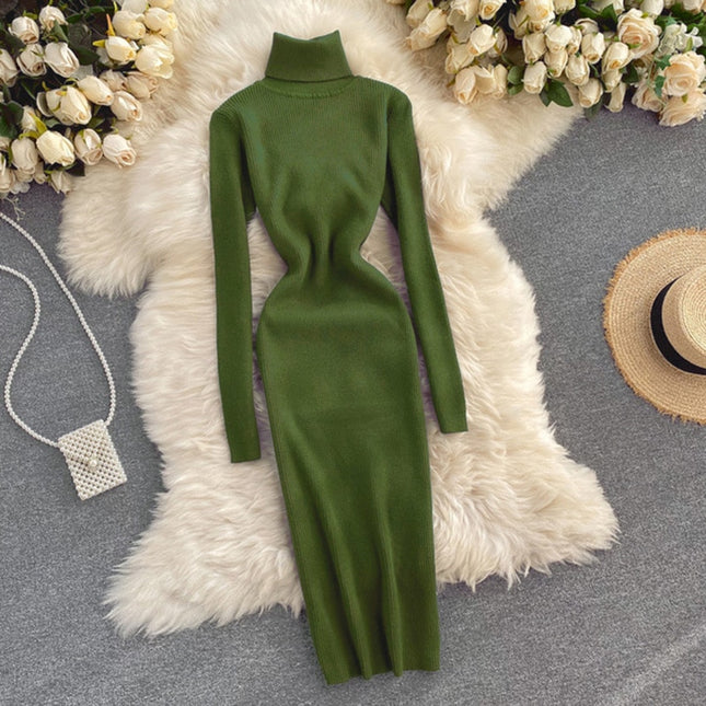 Sexy Turtleneck Knitted Bodycon Dress