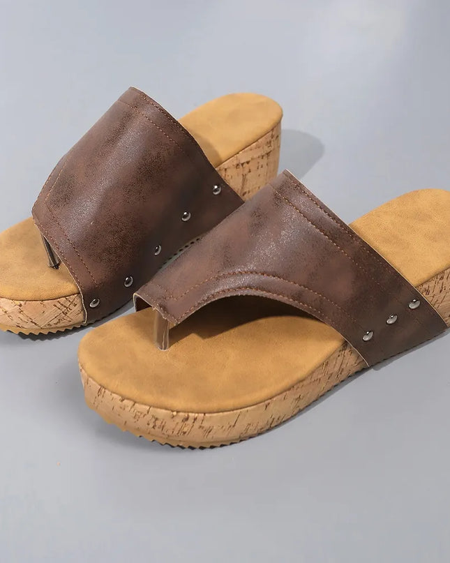 Leather Wedge Sandals