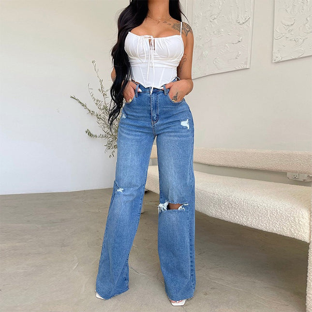 Ripped High Waist Jeans - Hey Love Boutique
