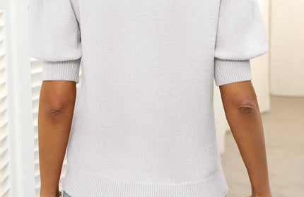 Casual Simple Bubble Sleeve Sweater
