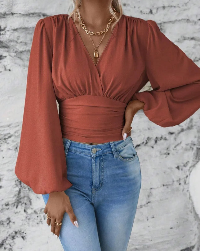 Smocked Balloon Sleeve Blouse