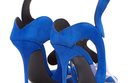 Open Toe Suede Buckle High Heels