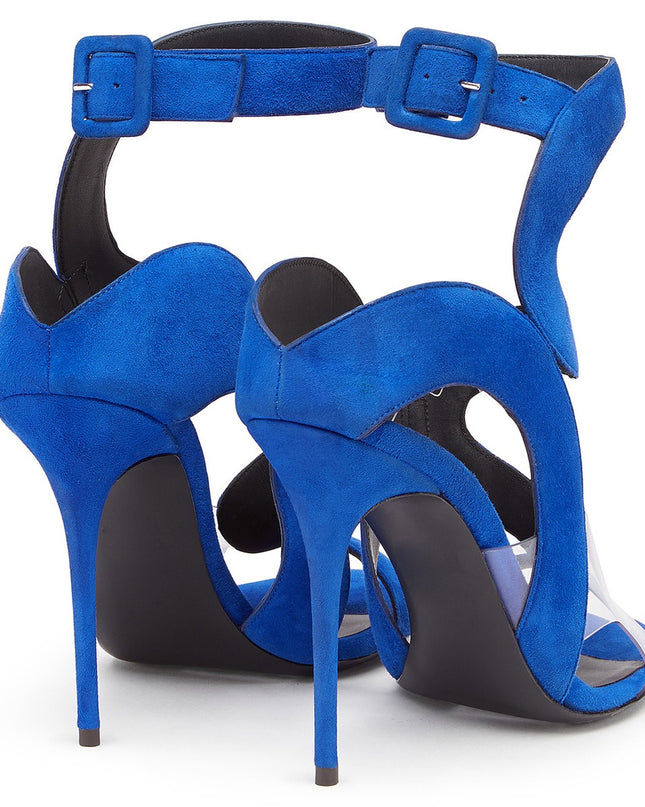 Open Toe Suede Buckle High Heels