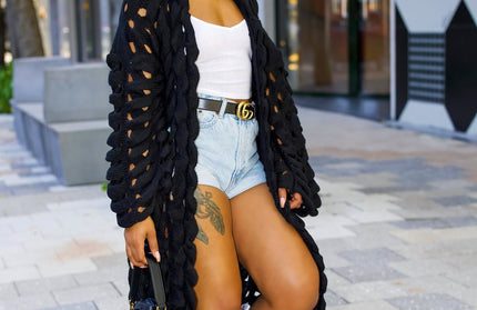 Knitted Twist Crochet Cardigan - Hey Love Boutique