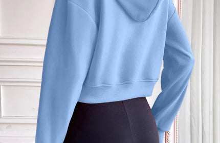 Zip Up Dropped Shoulder Hooded Jacket - Hey Love Boutique