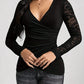Cross Stitch Lace Long Sleeved T-shirt