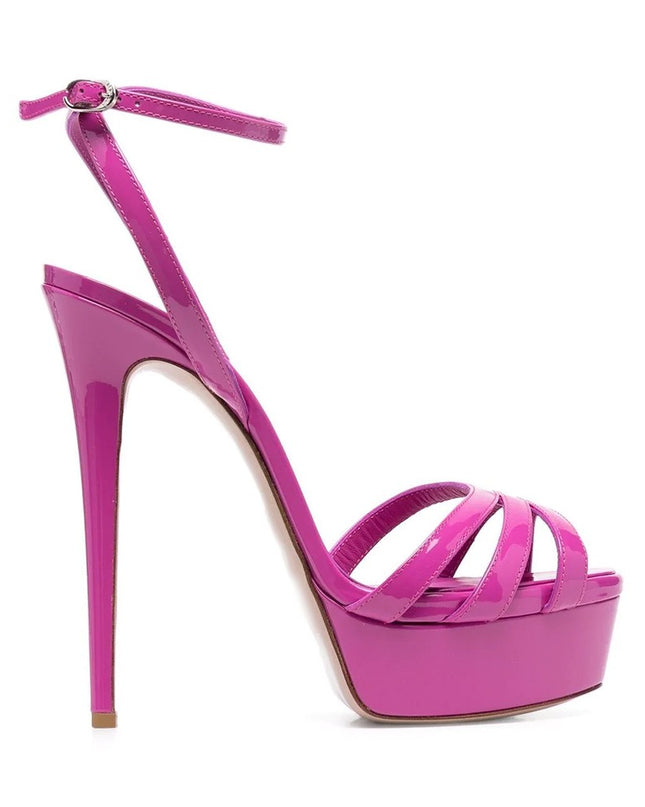 Platform Round Toe Ankle Buckle High Heels