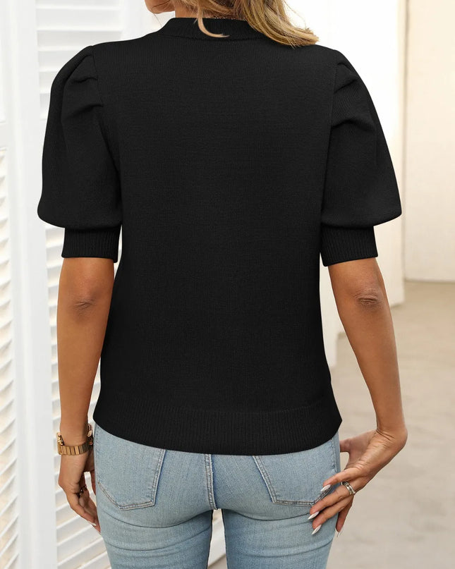 Casual Simple Bubble Sleeve Sweater