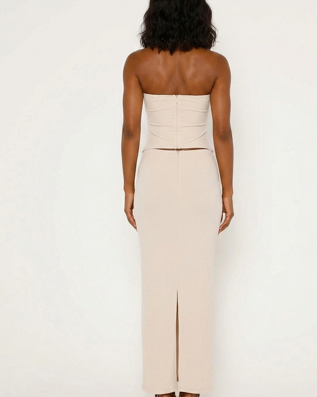 Slit Tube Top Long Skirt Set