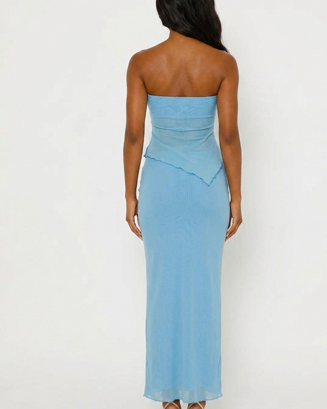 Slit Tube Top Long Skirt Set