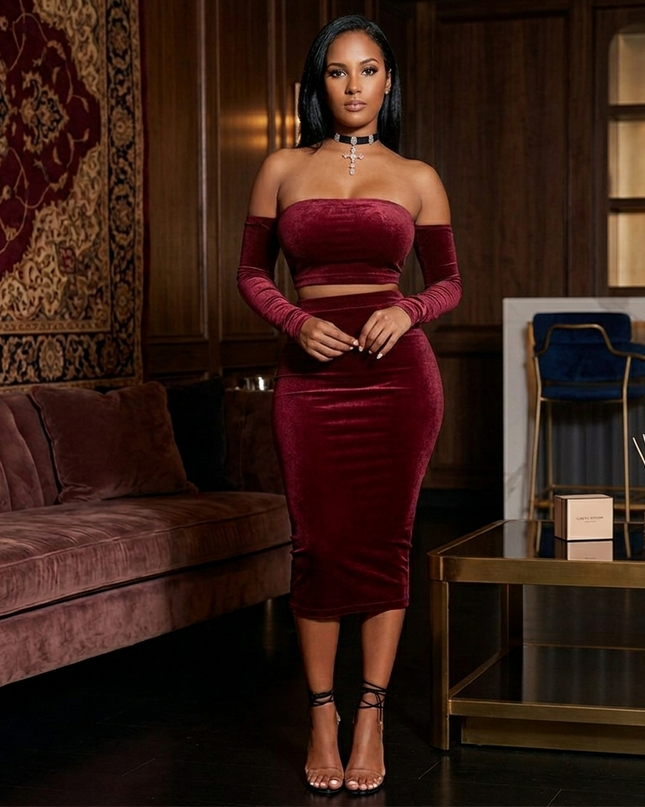 Backless Crop Top Bodycon Pencil Skirt Set
