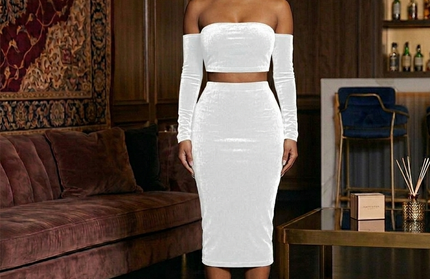 Backless Crop Top + Skirt Set