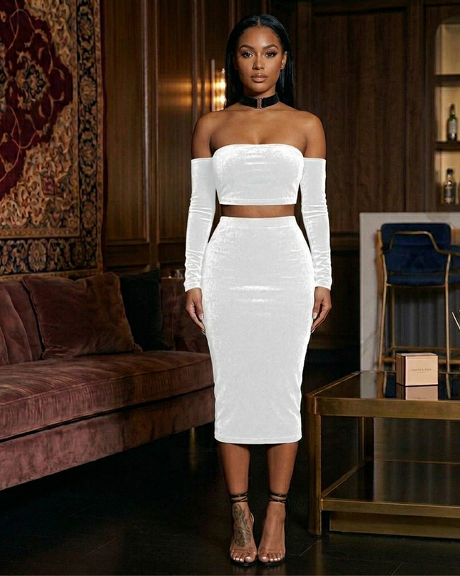 Backless Crop Top Bodycon Pencil Skirt Set